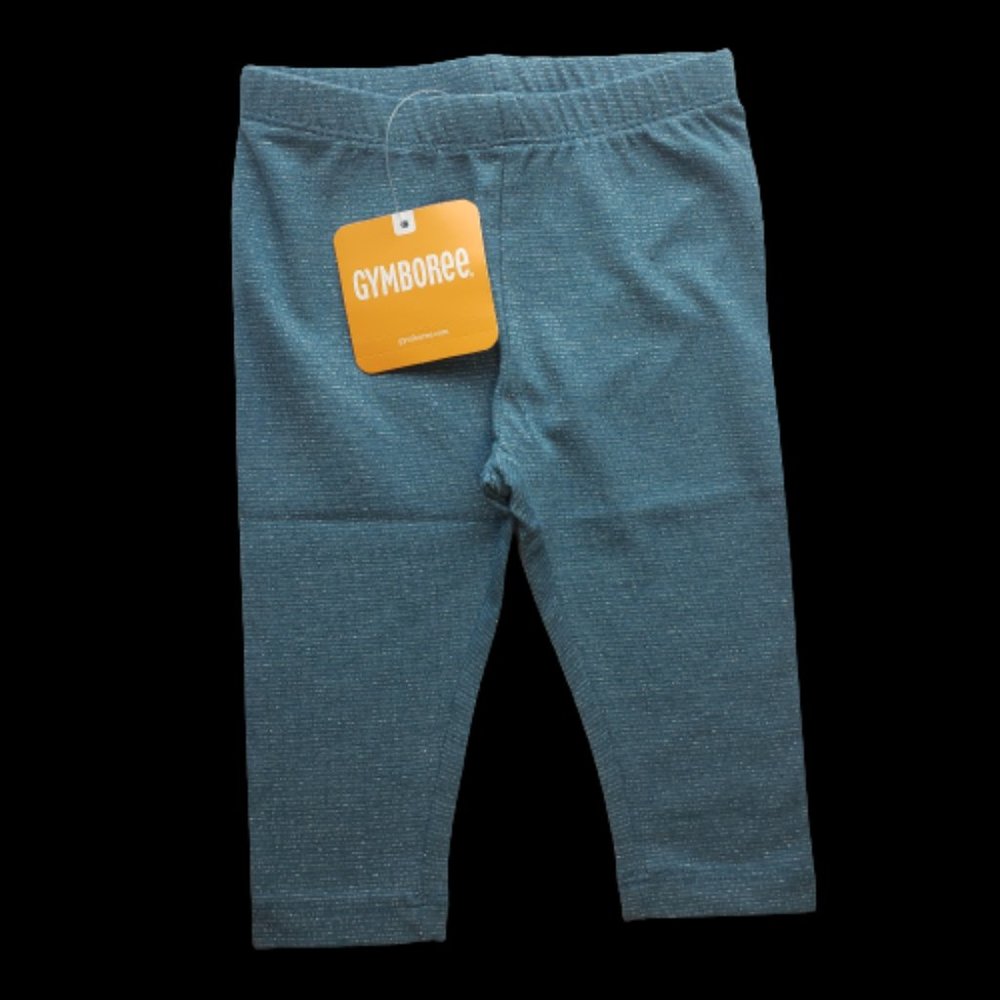 Gymboree Girls Turquoise Blue Silver Metallic Full Length Leggings Size 6-12 NWT
